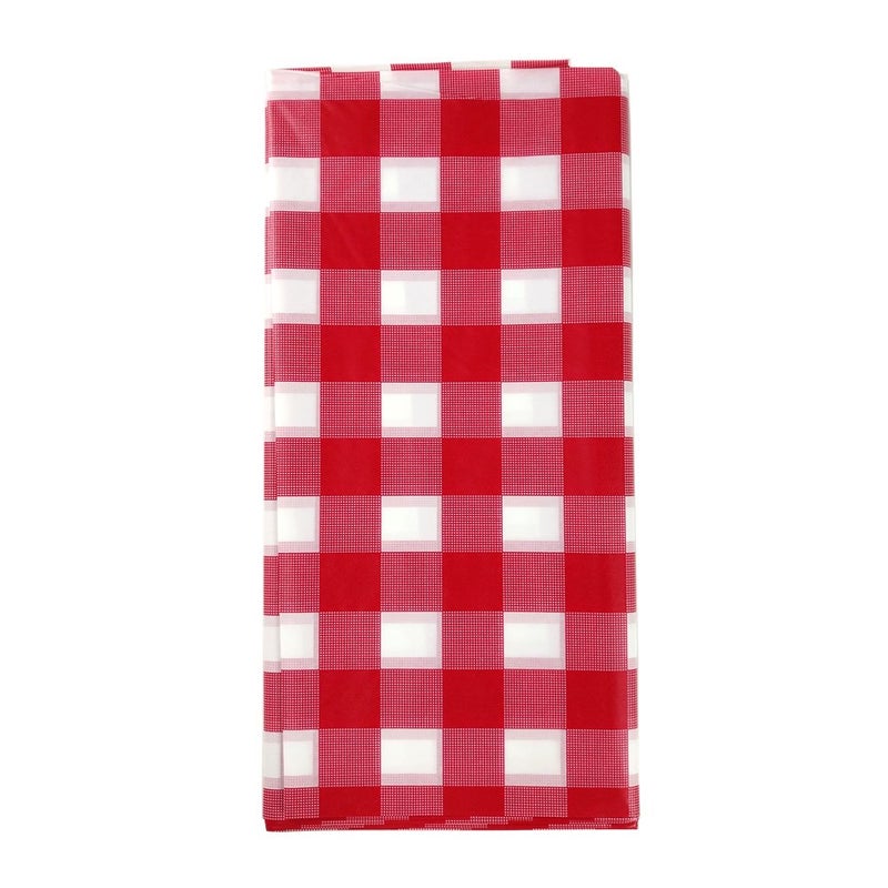 C CRYSTAL LEMON Crystal Lemon 8-Pack Red and White Checkered Plastic Covers â€“ Disposable Plaid Picnic Party DÃ©cor for Tables (8 Count) - Image 2